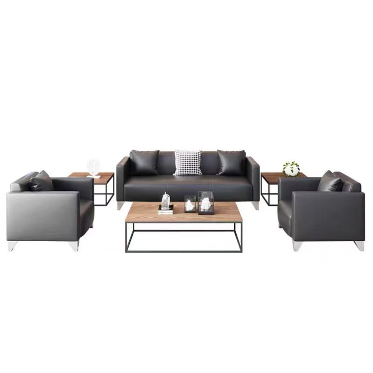 Factory Wholesales Modular Office Sofas Black Leather Modern Sofa Office Sofa Set