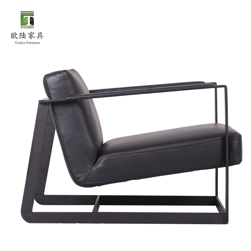 TITAHOT Nordic Creative Design Glass Fiber Furniture Duck Tongue Shape Leisure Chair Metal Frame Leather Recliner