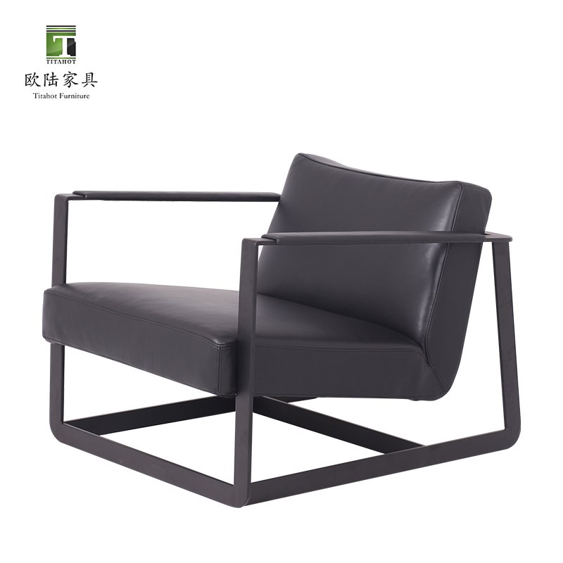 TITAHOT Nordic Creative Design Glass Fiber Furniture Duck Tongue Shape Leisure Chair Metal Frame Leather Recliner