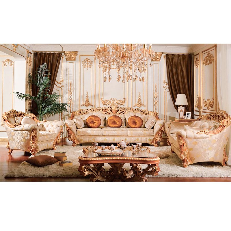 European Luxury Carved Villa Sofa Set Retro Classic Multi-Person Sofa for Living Room Contemporary Design Sponge Filled