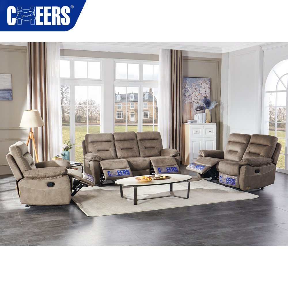 MANWAH CHEERS Hot Sale Modern High End Fabric 3 Seat Manual Adjustable Section Reclinable Sofa