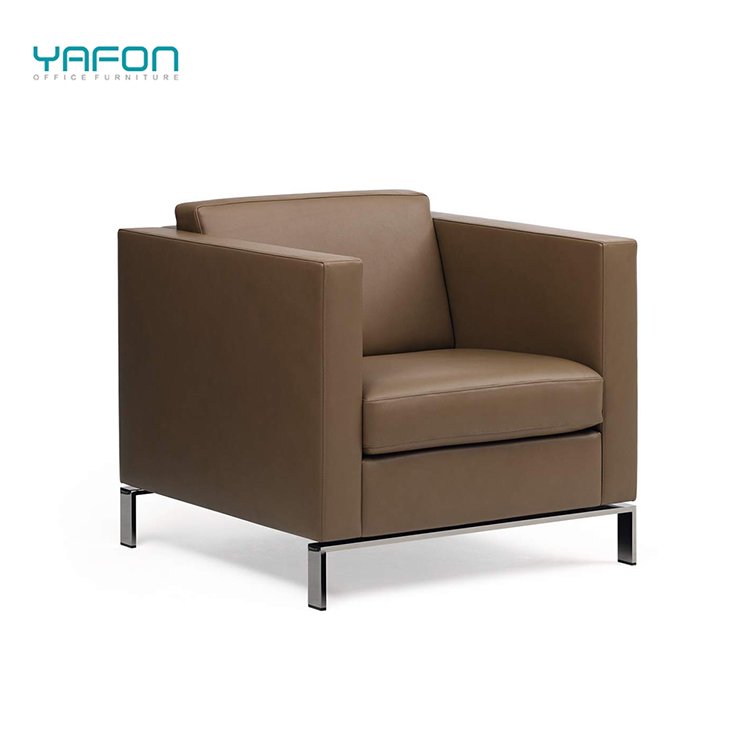 Modern European Design Executive Office Sofa Solid Wood Inner Frame Stainless Steel Legs Leather Cover Modular Sectional Set