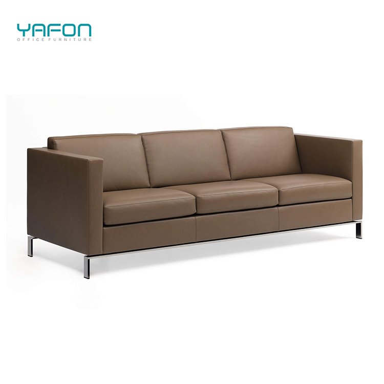 Modern European Design Executive Office Sofa Solid Wood Inner Frame Stainless Steel Legs Leather Cover Modular Sectional Set