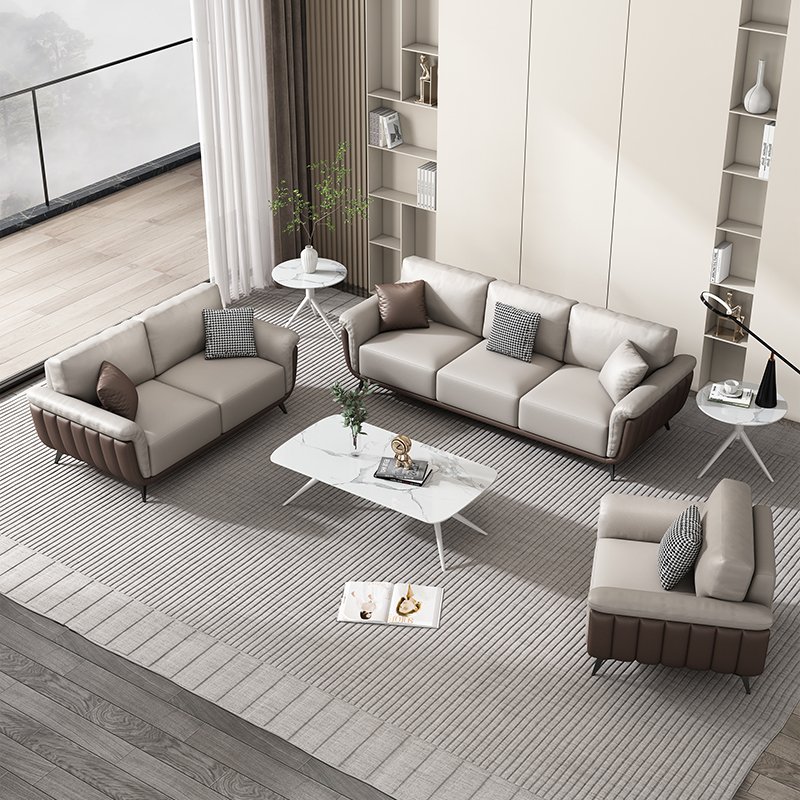 Ekintop Modern 3+2+1 Seater Couch Customized Leather Luxury Living Room Sofas sectional Leather Office Sofa