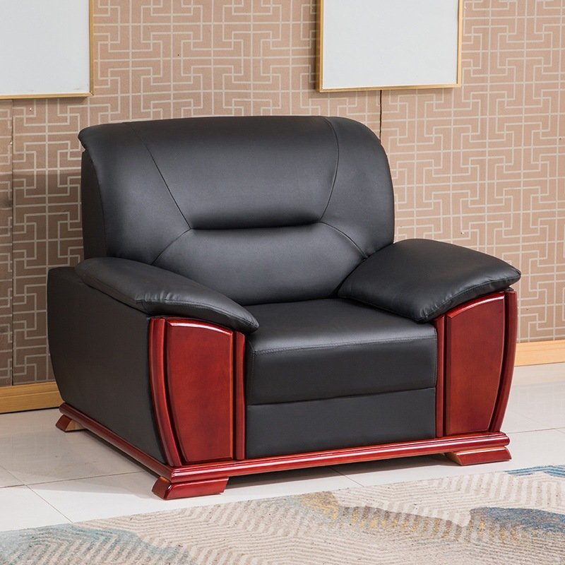 Modern Chinese Single and Three-Person Modular Office Sofa Set with Coffee Table PU Fabric for Business Hotels or Living Room