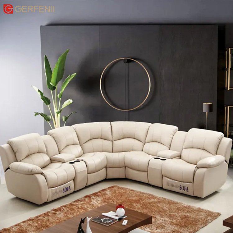 Luxury Living Room Furniture 5 Seater Sofa Set Corner Sectionals Sofa U Shape Recliner Smart Sofa