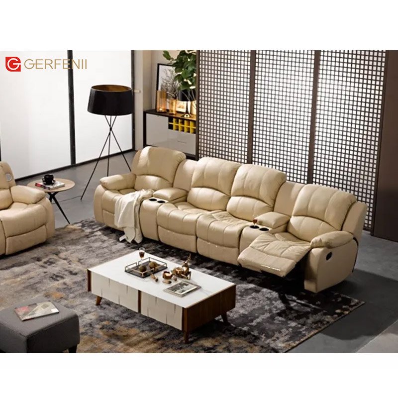 Luxury Living Room Furniture 5 Seater Sofa Set Corner Sectionals Sofa U Shape Recliner Smart Sofa