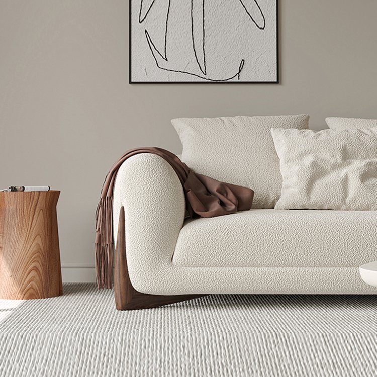 Italian Minimalist Living Room Sofa Feet Modern Light Luxury Household Sofa Wax Wood Solid Frame White Bedroom Furniture Set