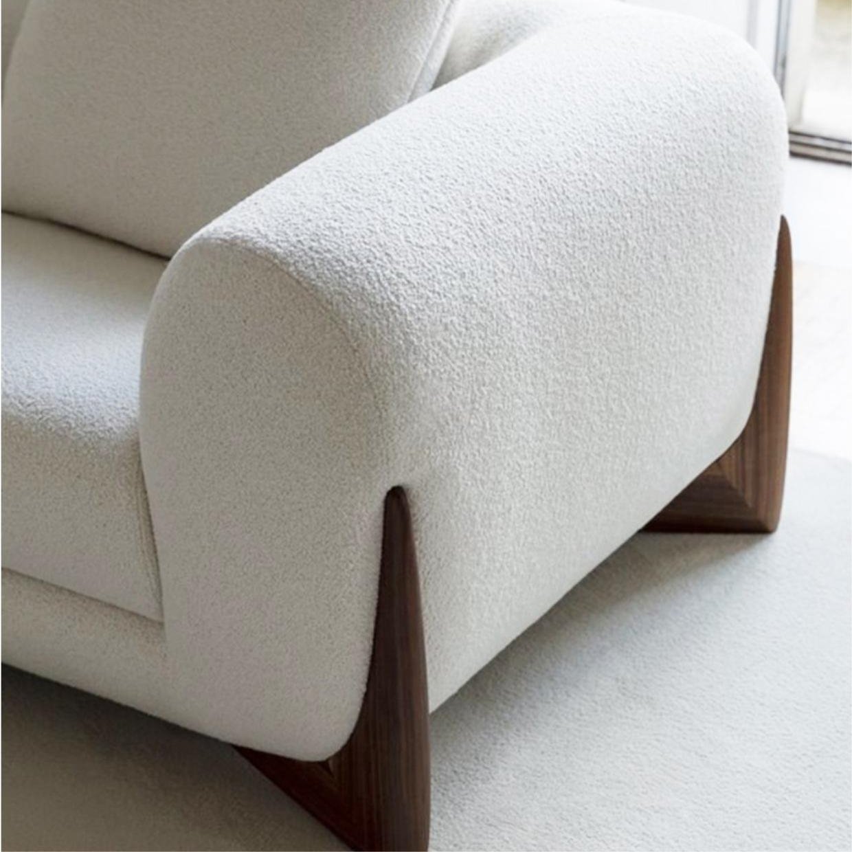 Italian Minimalist Living Room Sofa Feet Modern Light Luxury Household Sofa Wax Wood Solid Frame White Bedroom Furniture Set