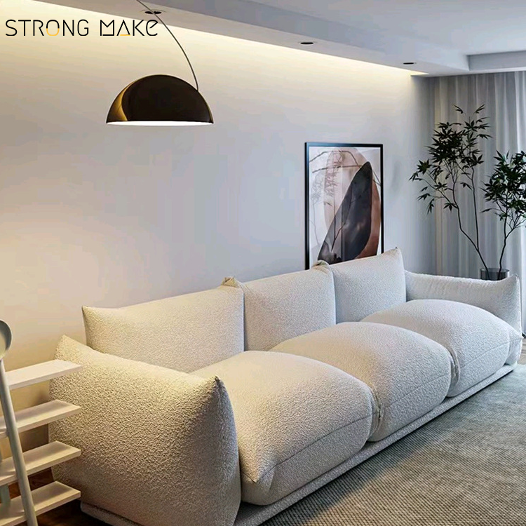 Three-Seat Home Minimalist Simple Modern Lounge Furniture Hotel Small Apartment Living Room Fabric Vintage Sofa For Living Room