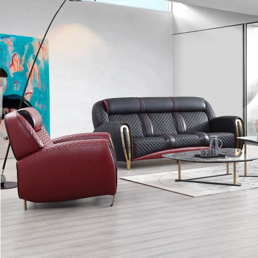 Modern Luxury High Grade 1+2+3 Full Leather Button Tufted Upholstered Sofa Set High Quality Bed for Living Room Furniture