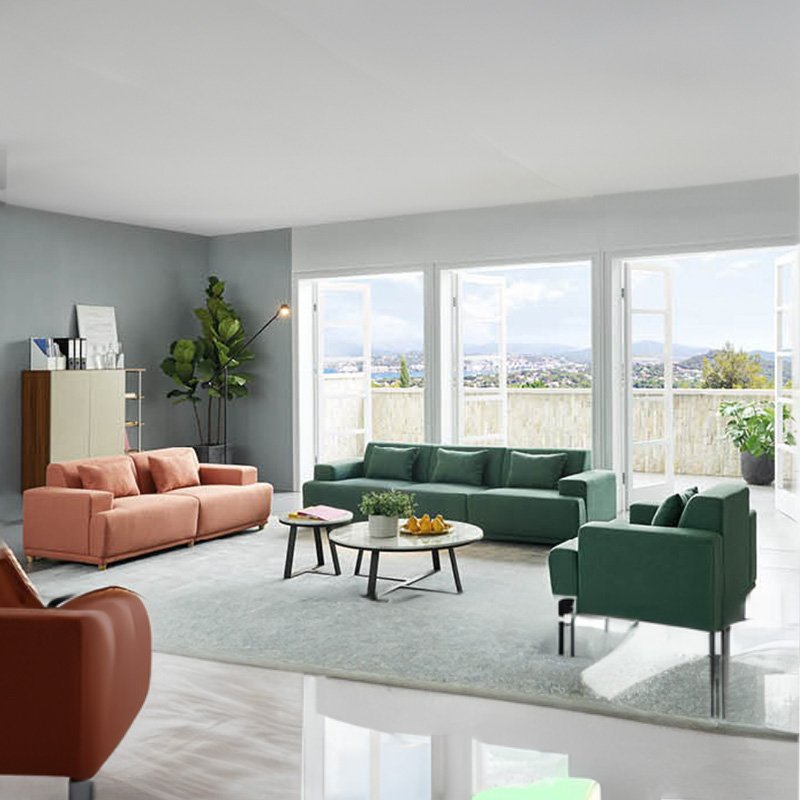 European Leather Couch Set Living Room Sofa Reception Furniture Hotel Sectional Office Sofa Set