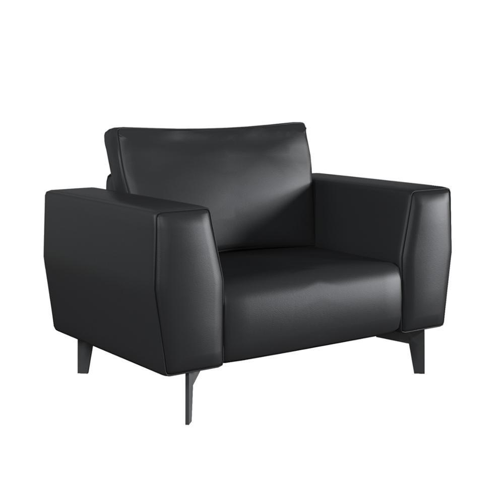 Modern simple design office sofa set conference waiting living room 3 seater soft black leather PU sofa black sectional sofa set