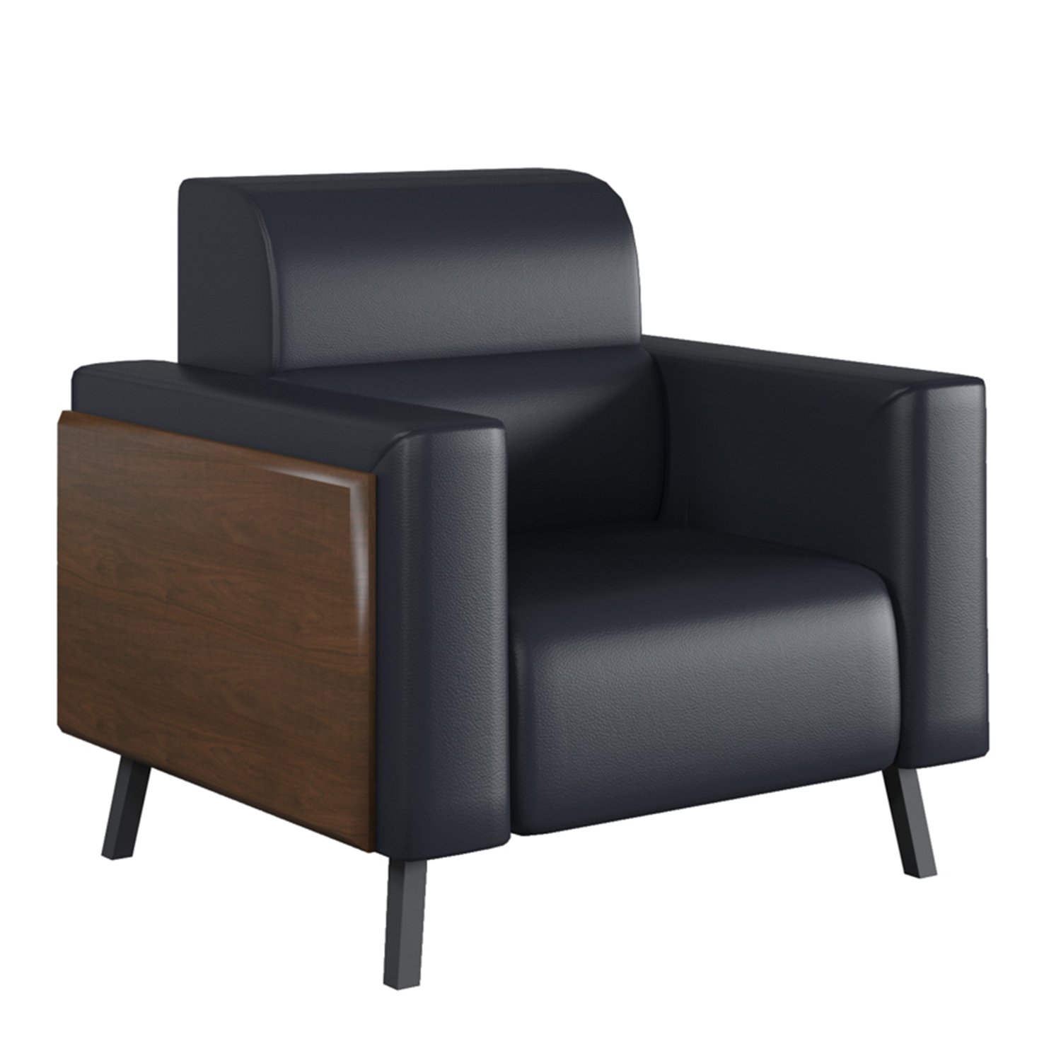 Modern simple design office sofa set conference waiting living room 3 seater soft black leather PU sofa black sectional sofa set
