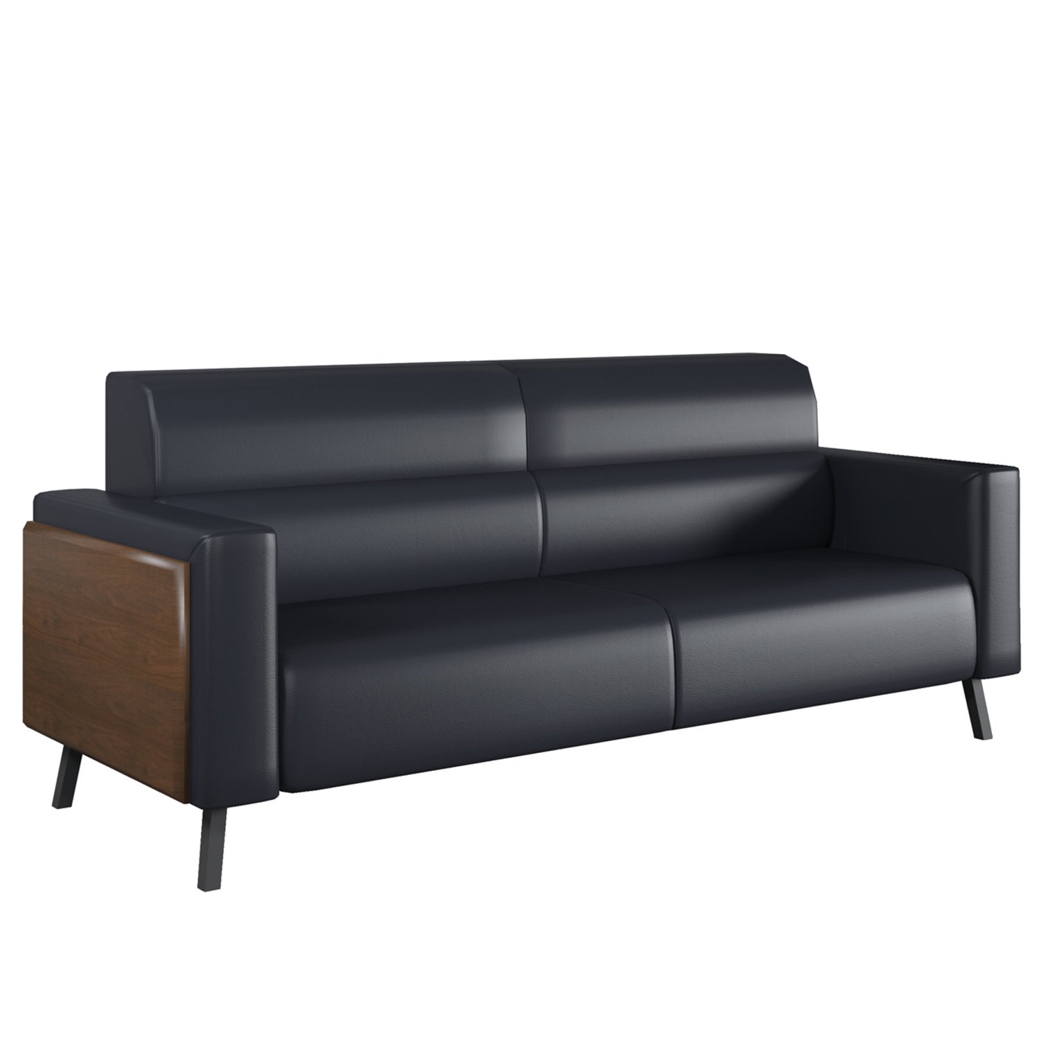 Modern simple design office sofa set conference waiting living room 3 seater soft black leather PU sofa black sectional sofa set
