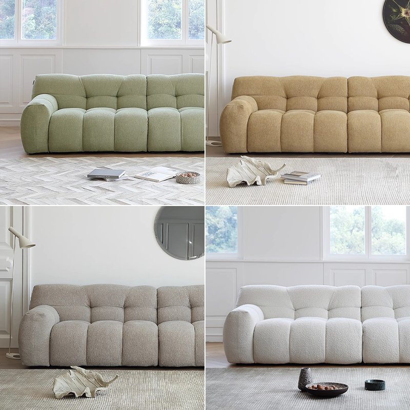 French light luxury cream style fabric sofa small apartment living room lamb velvet cotton candy home minimalist boucle sofa set