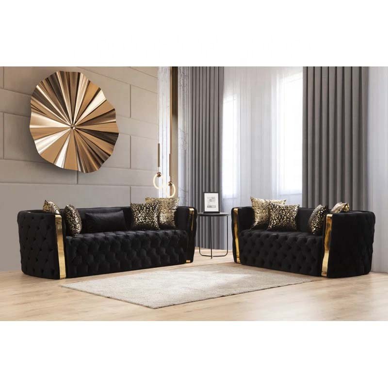 WINFORCE Customizable Turkiye Styles Tufted Velvet Chesterfield Sofa 1+2+3 Living Room Sofa Couch Furniture Luxury Sofa Set