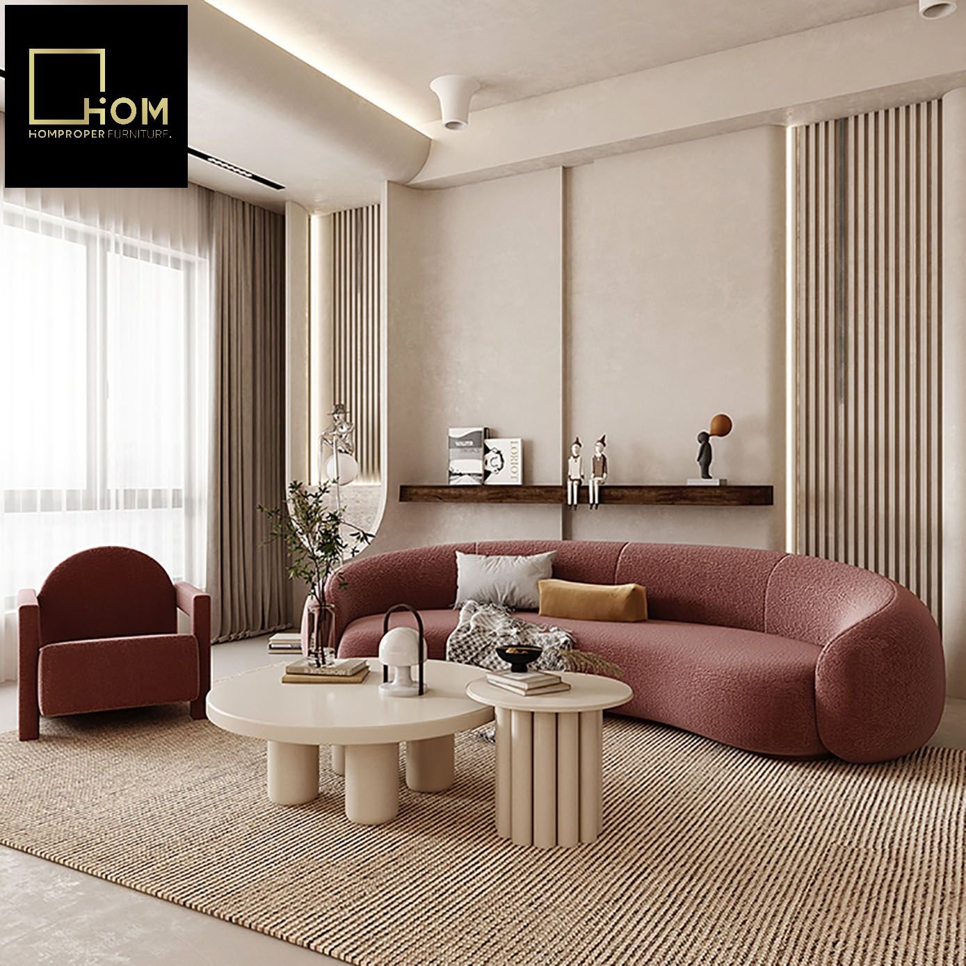 Lambswool curved sofa beauty salon reception lounge clothing store negotiation designer style net red fabric sofa