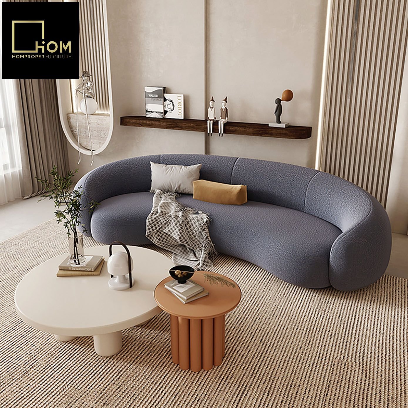Lambswool curved sofa beauty salon reception lounge clothing store negotiation designer style net red fabric sofa