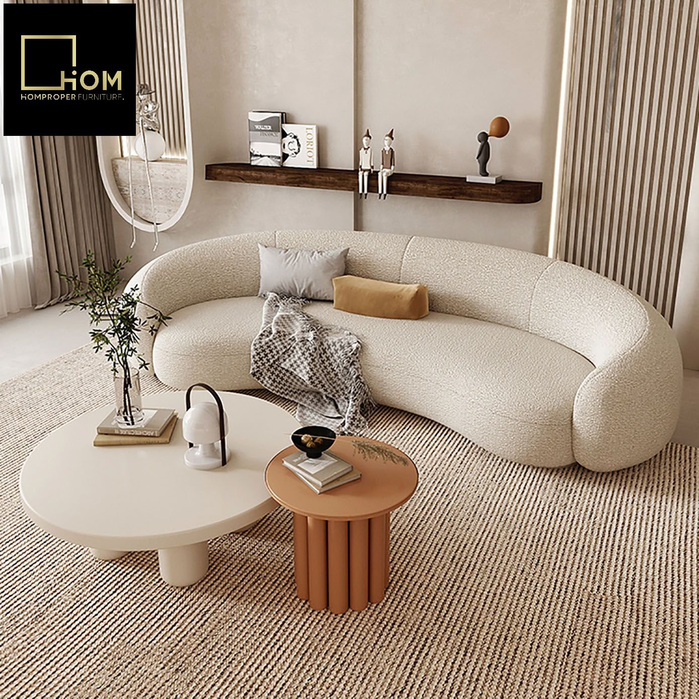 Lambswool curved sofa beauty salon reception lounge clothing store negotiation designer style net red fabric sofa
