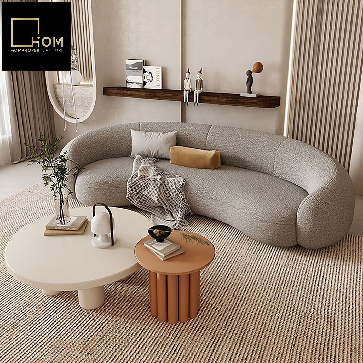 Lambswool curved sofa beauty salon reception lounge clothing store negotiation designer style net red fabric sofa