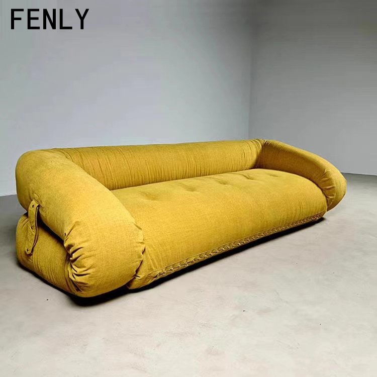 Nordic Classic Leather Sofa Bed Italian Luxury Dual-Use with Unique Shape for Home Living Room Furniture Set