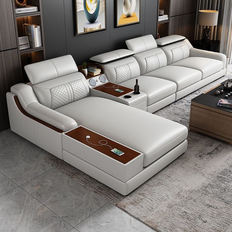Simple modern living room function sofa Large apartment L-shaped corner leather sofa