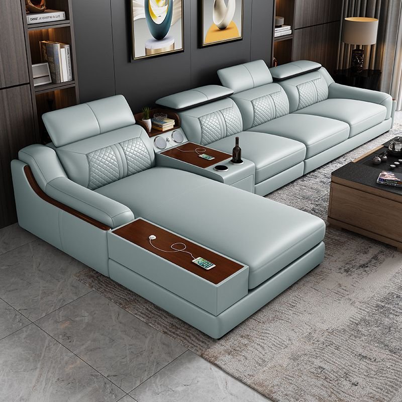 Simple modern living room function sofa Large apartment L-shaped corner leather sofa