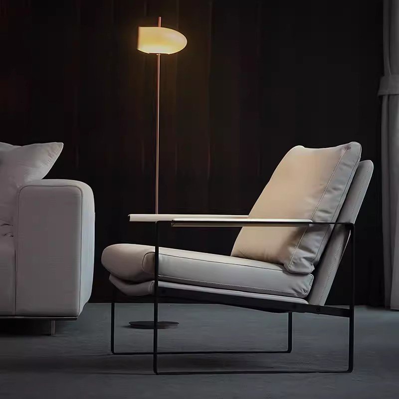 Nordic single sofa chair modern simple living room light luxury orange design network red minimalist office negotiation sofa