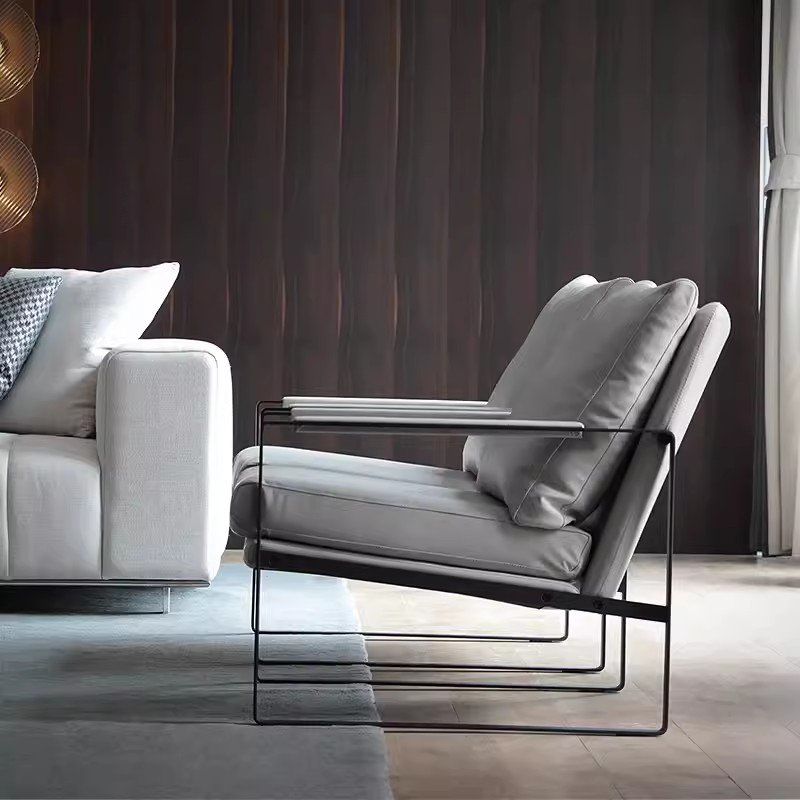 Nordic single sofa chair modern simple living room light luxury orange design network red minimalist office negotiation sofa