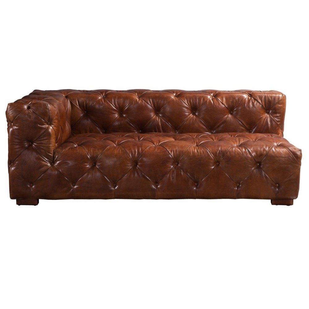 Retro Vintage Brown Leather Chesterfield Corner Sofa For Living Room