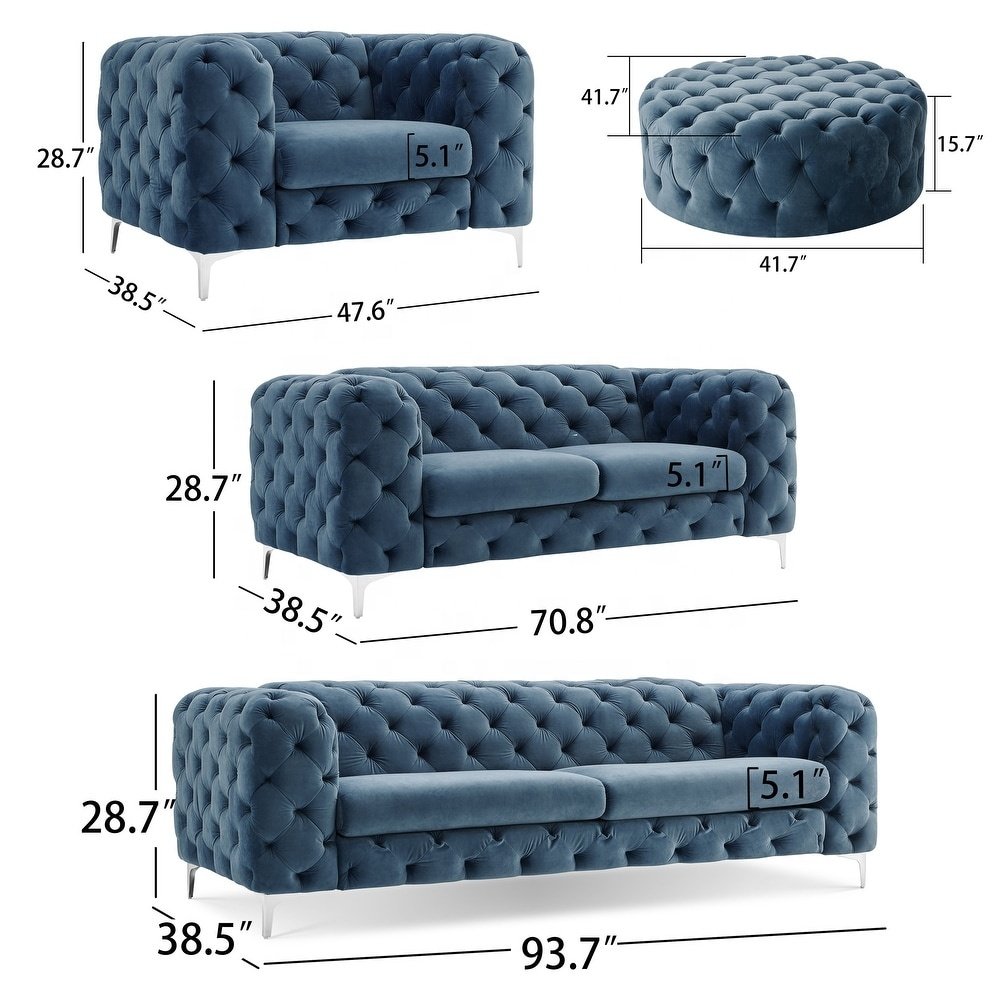 NOVA Nordic Lounge Living Room Sofa 2 Seater Upholstered Modular Green Velvet Chesterfield Sofas Sectional Couch Furniture Set
