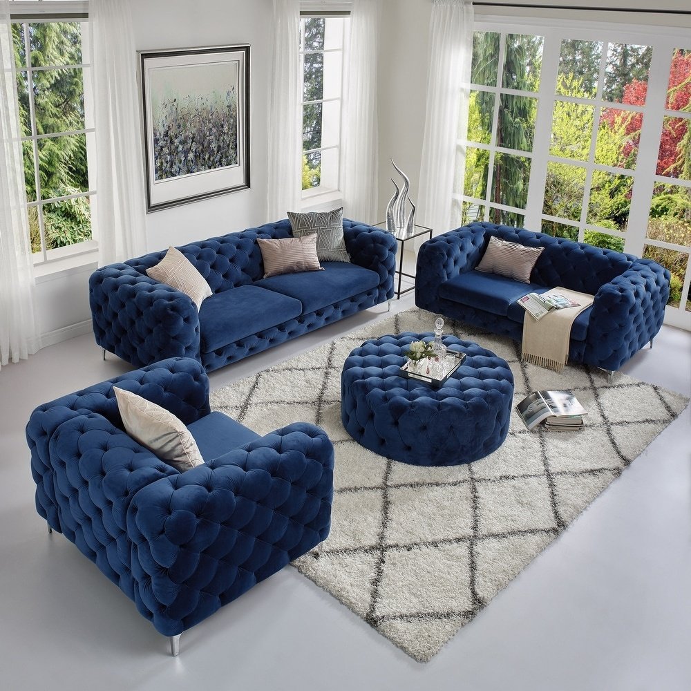 NOVA Nordic Lounge Living Room Sofa 2 Seater Upholstered Modular Green Velvet Chesterfield Sofas Sectional Couch Furniture Set