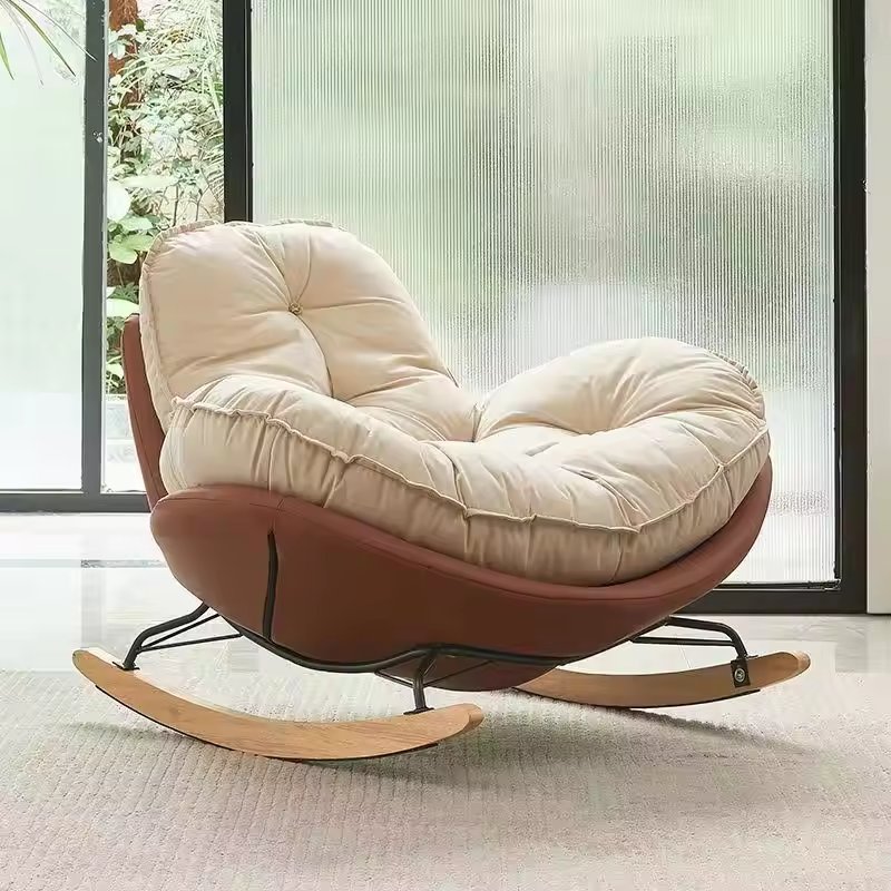 MORE DESIGN Comfortable Rocking Adult Recliner Lazy Sofa Adult Living Room Light Luxury Leisure Rocking Lounge Chair