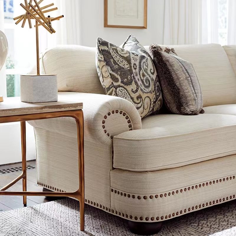 American country retro simple light luxury hotel small living room solid wood soft package sofa combination