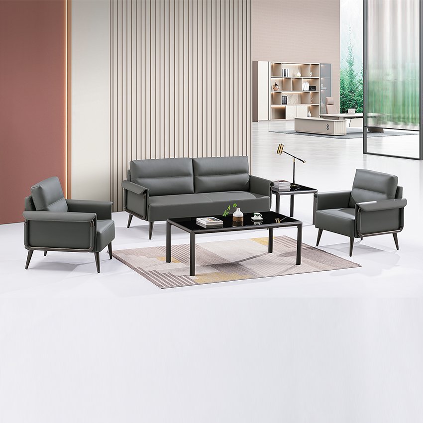 Zhiye Modern Design High End Office Furniture Sofa Set 1+1+3 Living Room Leather Office Sofa