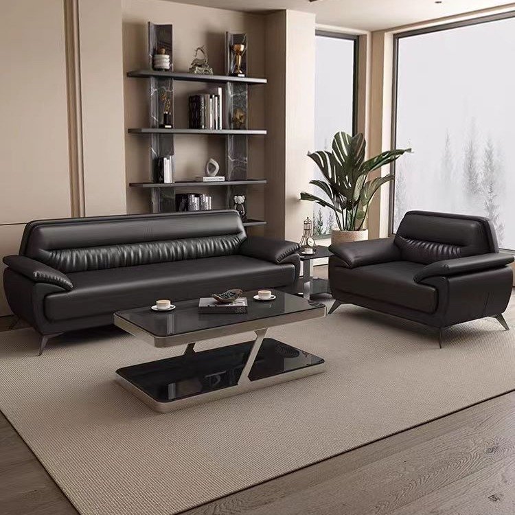 Modern Simple Office Sofa Set Business Chair Reception Coffee Table PU Material Leather Cover Modular Feature Hotel Living Room