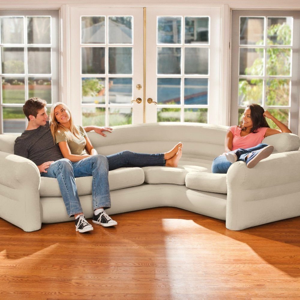 INTEX 68575 Modern Home Corner Air Sofa Inflatable Furniture Set for Living Room Bedding Made of Durable Plastic