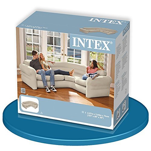 INTEX 68575 Modern Home Corner Air Sofa Inflatable Furniture Set for Living Room Bedding Made of Durable Plastic