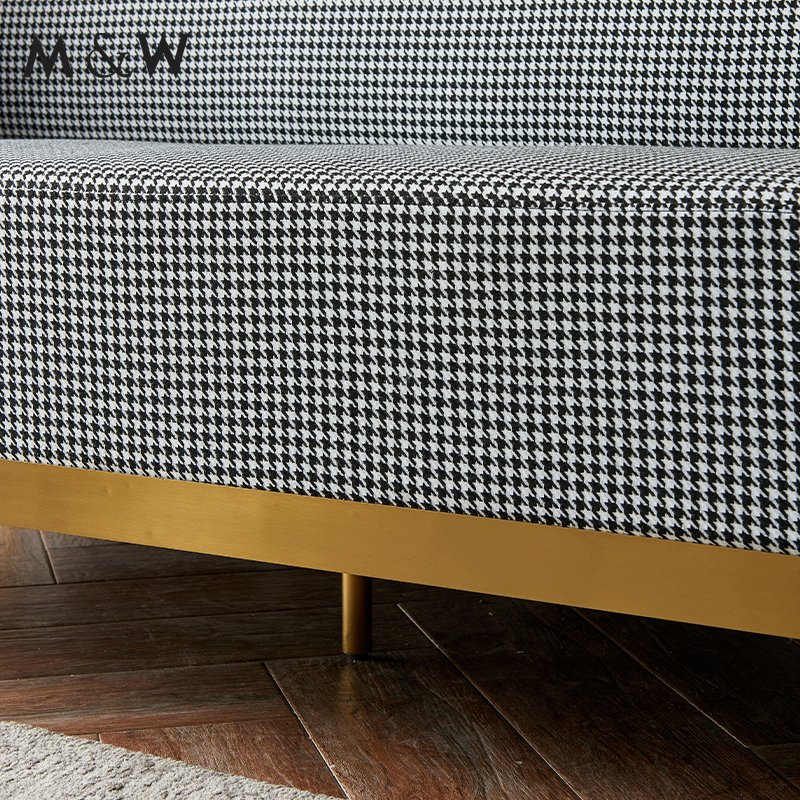 M&W Modern Leisure Single Seat Fabric Accent Lounge Chair With Gold Metal Base Sofa Chair