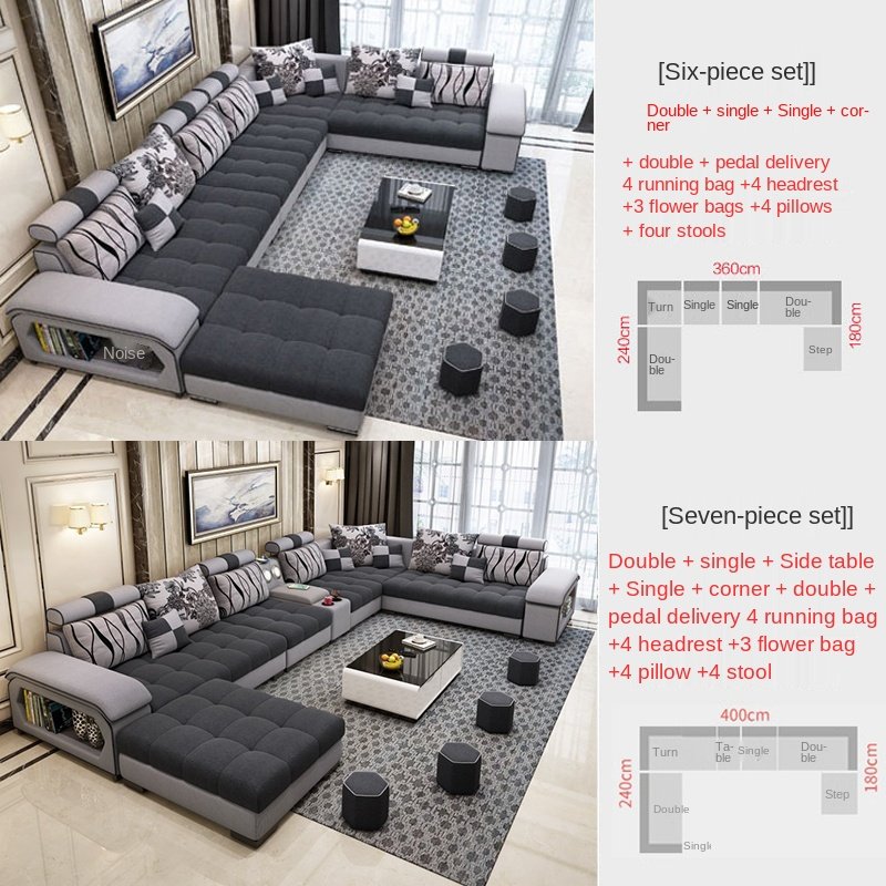 Fabric sofa set furniture living room removable washable modern italian living room sofas Nordic corner chaise luxury sofa