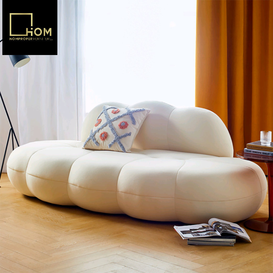 Nordic flocking fabric sofa lazy living room modern simple light luxury small apartment creative net red cloud sofa