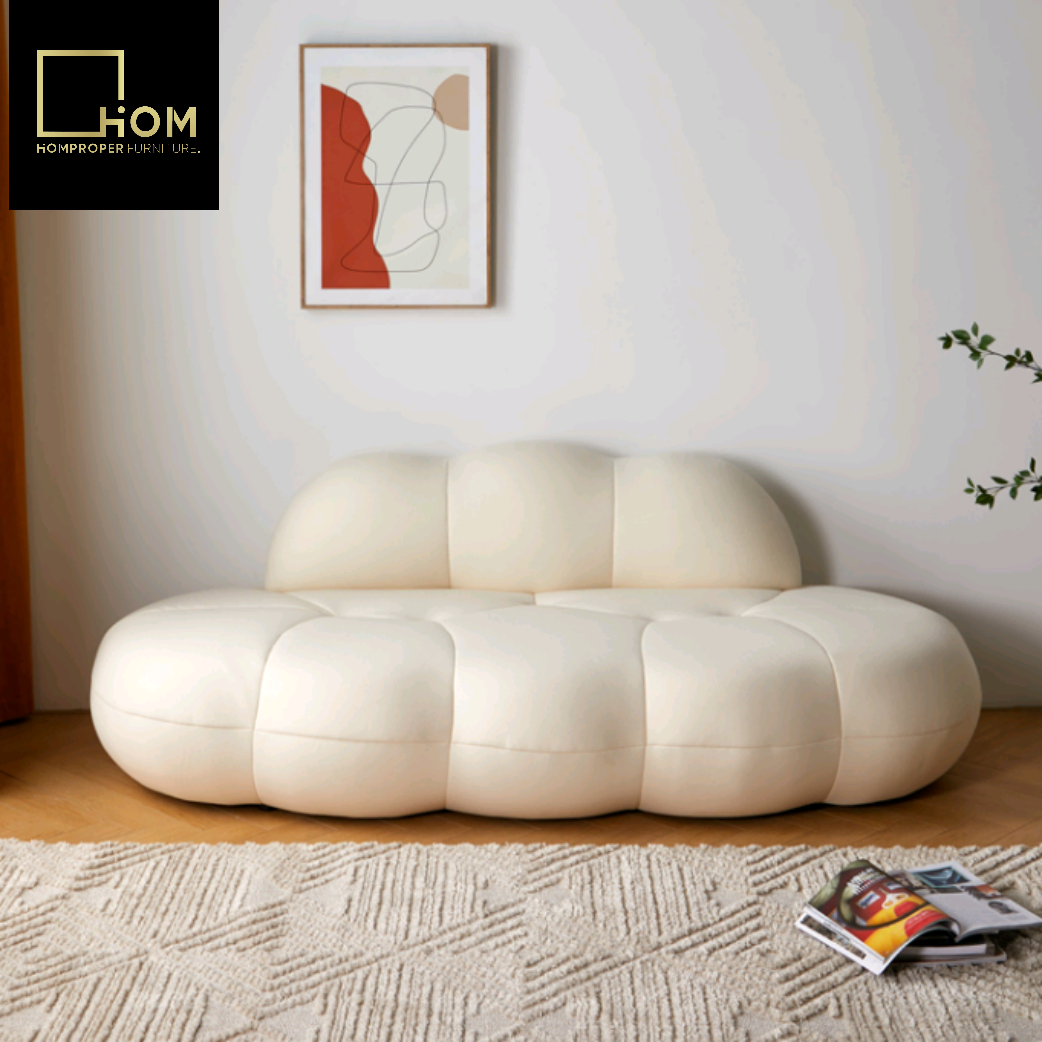 Nordic flocking fabric sofa lazy living room modern simple light luxury small apartment creative net red cloud sofa