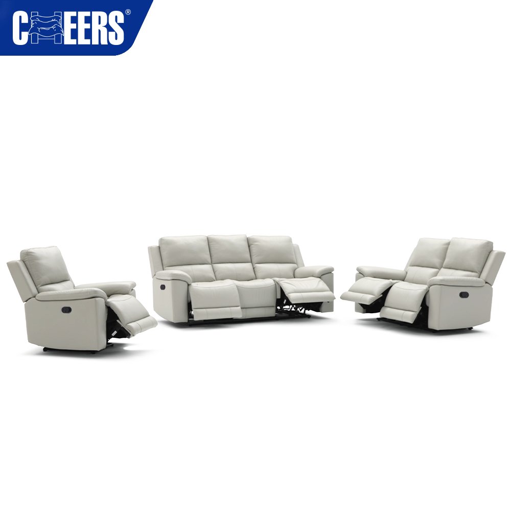 MANWAH CHEERS Euro Leather Power Reclining Living Room Sofa 3+2+1 Luxury Sofa Set with USB for Living Room