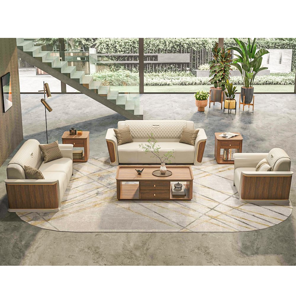 Office Sofa Custom Office Casual 1 1 3 Seater Leather Office Commercial Modular Reception Complete Sofa Set furniture factory