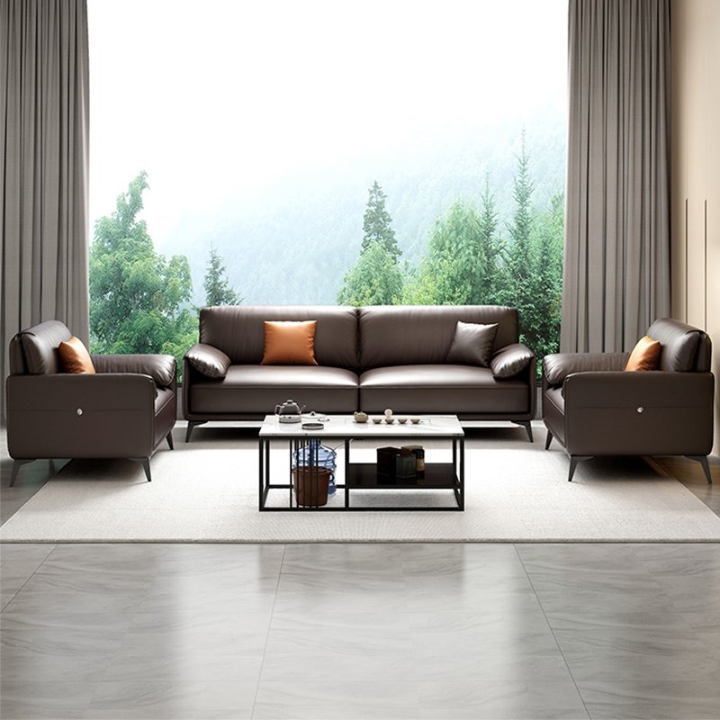Modern Nordic 2-Seater Leather Office Sofa Set Modular European Style for Commercial Reception Schools Workshops Home Offices