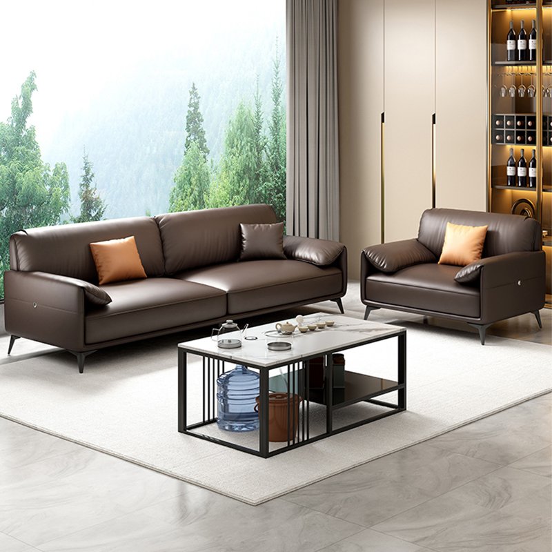 Modern Nordic 2-Seater Leather Office Sofa Set Modular European Style for Commercial Reception Schools Workshops Home Offices