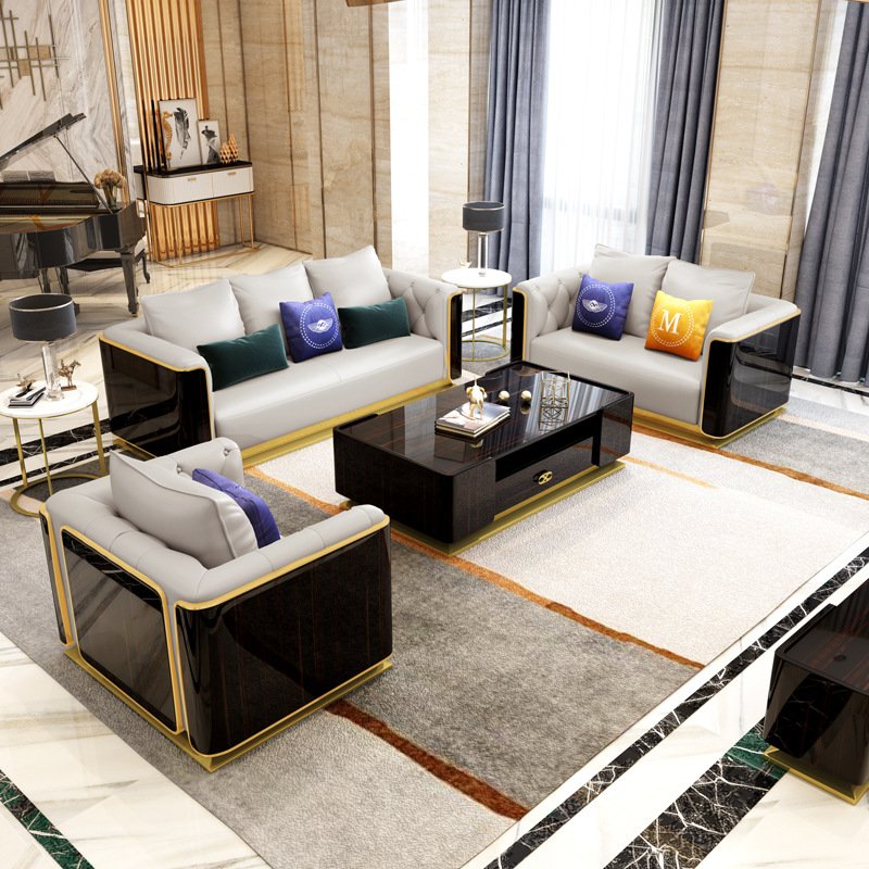 American style design couch sectional chesterfield sofa sets living room furniture royal brown leather sofas for home luxury
