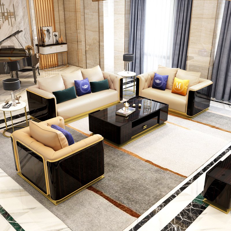 American style design couch sectional chesterfield sofa sets living room furniture royal brown leather sofas for home luxury