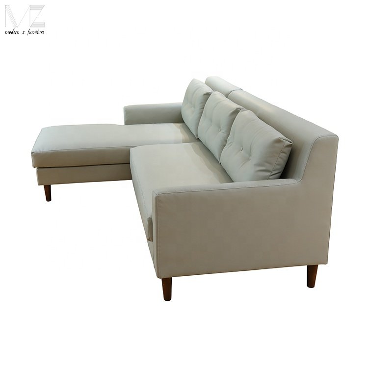 Nordic Designs Customizable Living Room Furniture 4 Seater Modern Sectional Leather Corner Lounge Chaise Sofa Set